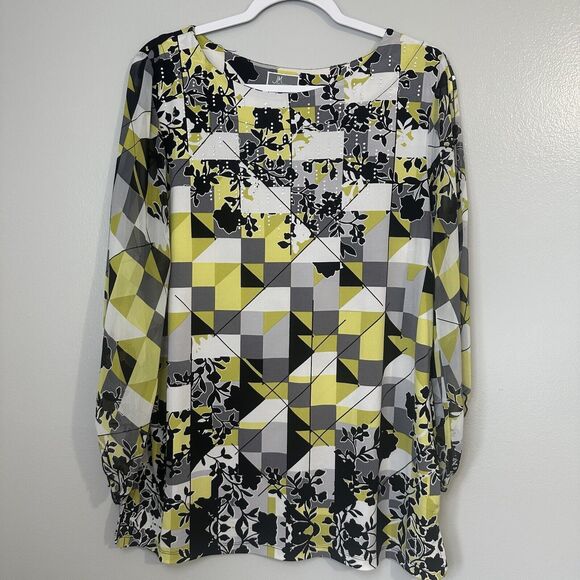 JM Collection Women’s Size L Multicolor Studded 3/4 Sleeves Blue Green - Picture 1 of 13